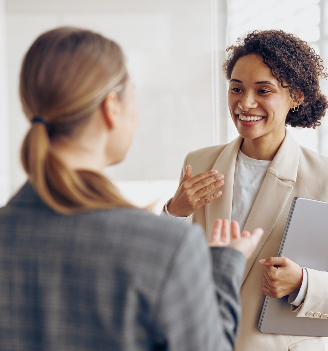 Two women talking