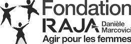 Logo of Fondation RAJA-Danièle Marcovici with the text Agir pour les femmes and stylized human figures forming a circle.